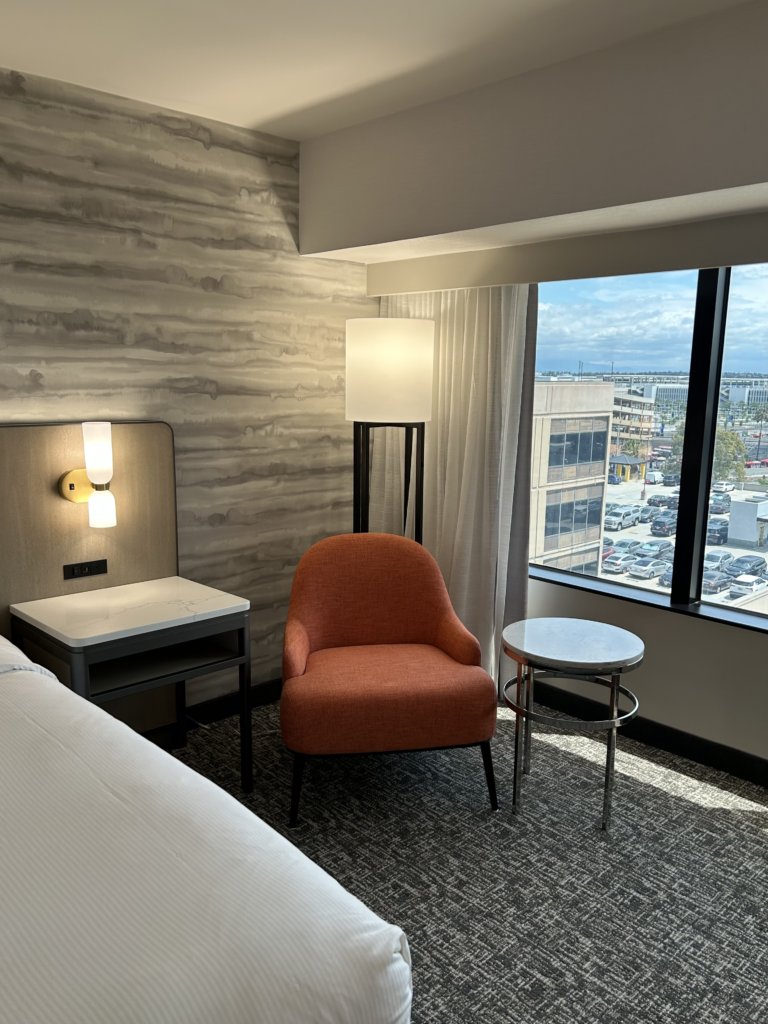 Newly renovated room at Hilton Los Angeles Airport hotel