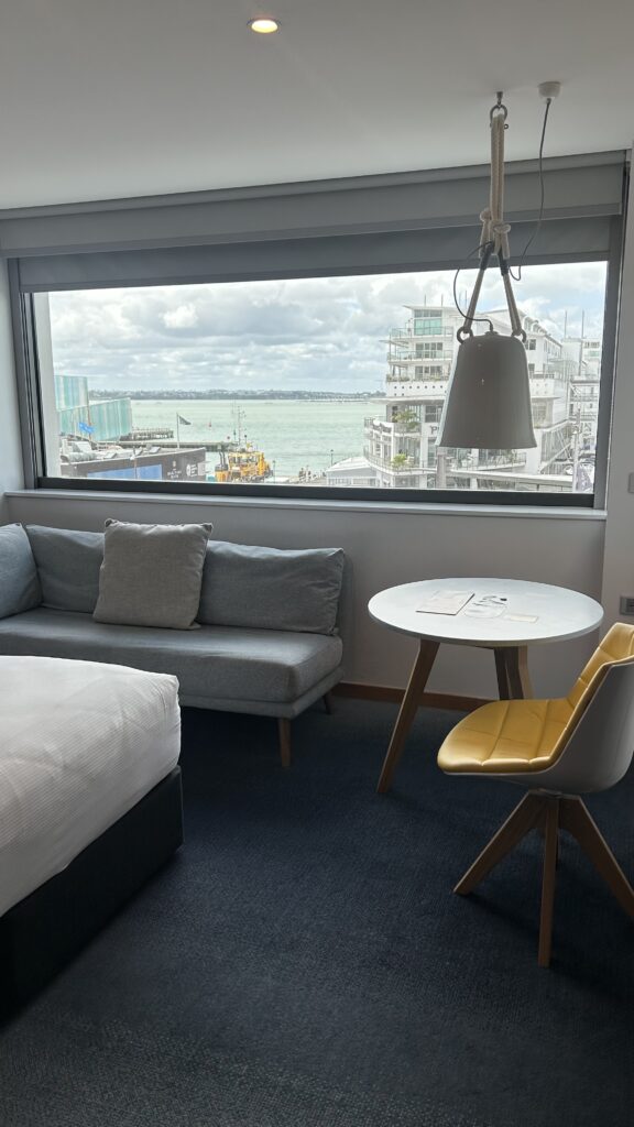 Stunning harbour view from room window at M Social Auckland