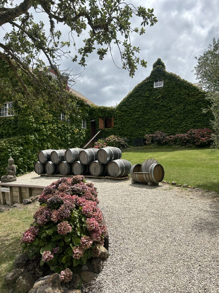 Stonyridge Vineyard building and outdoor patio in Waiheke