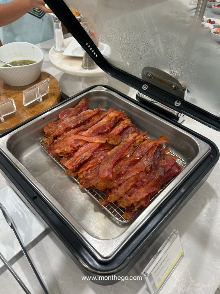 Honest Review of The Westin Los Angeles Airport: Rooms, Breakfast & Free Shuttle Scrambled eggs, bacon, and roasted potatoes on breakfast buffet